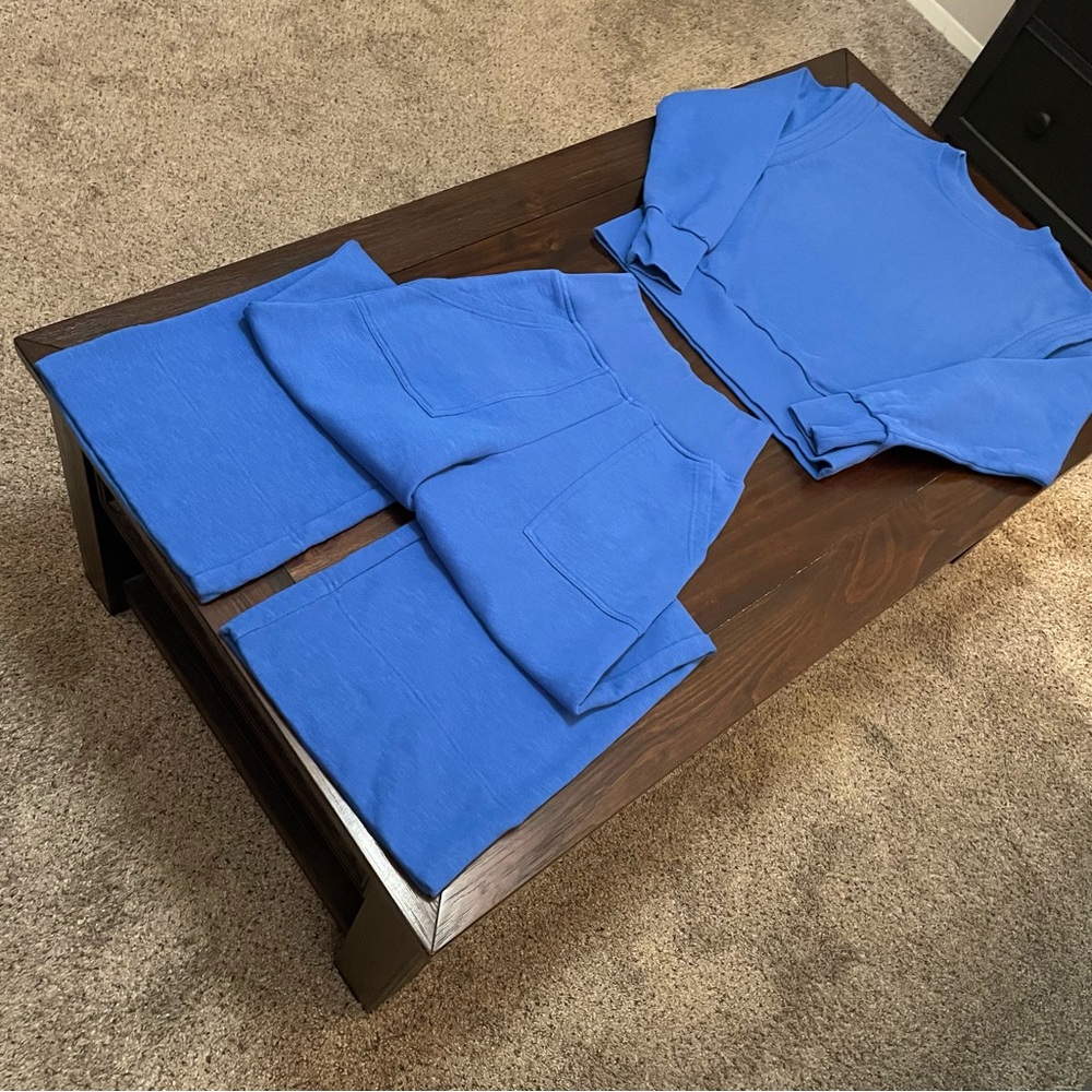 Blue Wide Leg sweatshirt and pants set